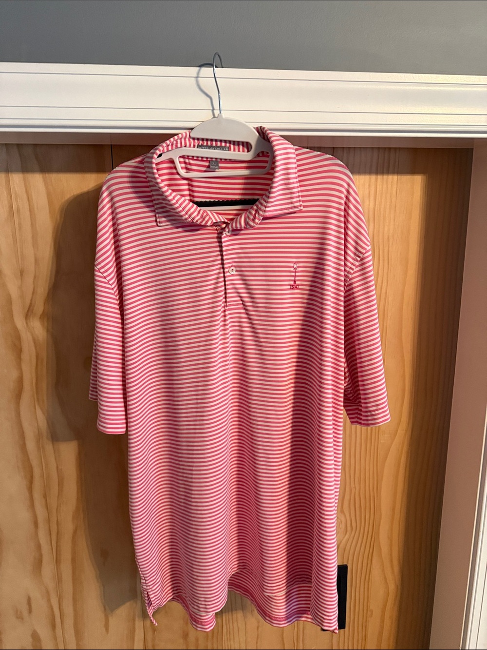Peter Millar Pink and White Striped Polo